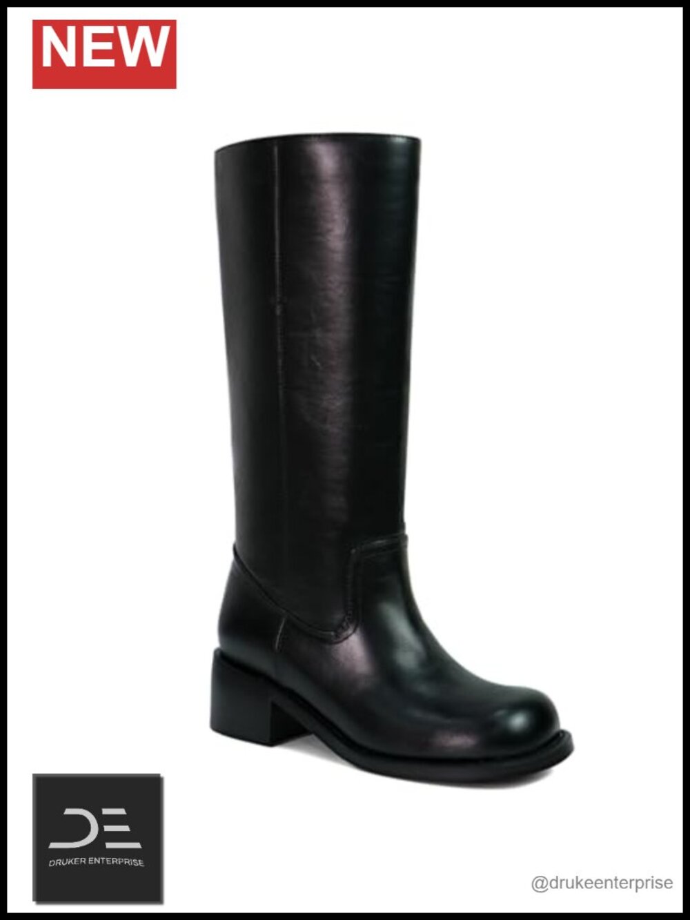 Women's Knee High Boots Chunky Block Heel Square Toe Zip-less Low Heel